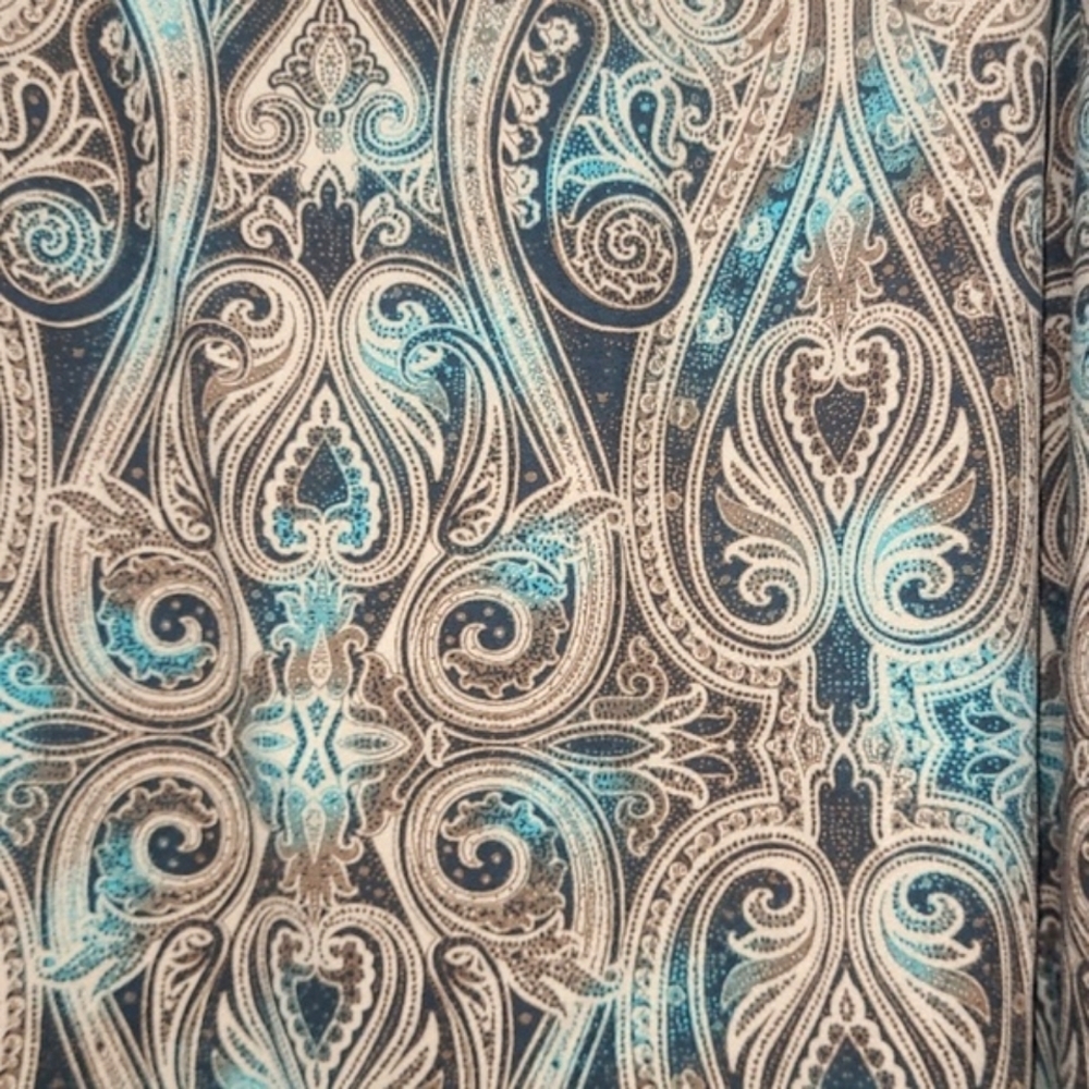Midi Sundress Microsuede Sheath Dress Rich Swirly Print Brown Blue Contrast Boho - Picture 8 of 8